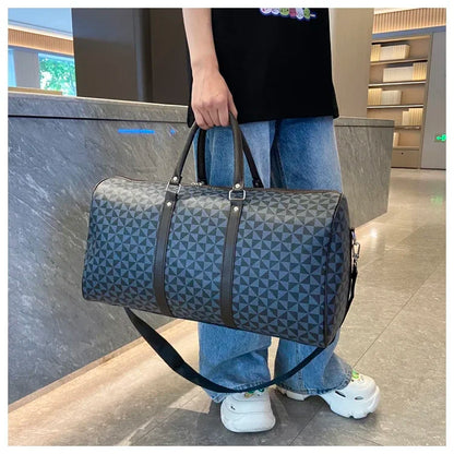 Sacs de voyage rétro géométriques en PU pour femmes, grande capacité, sacs à bandoulière classiques de haute qualité, couleurs assorties, 2024