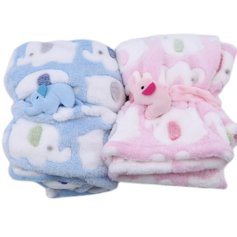 Couverture de dessin animé éléphant mignon pour bébé, produits pour bébé, nouveau-né, climatisation, lieux de couette, oreiller en velours, couette, utilisation pour les touristes