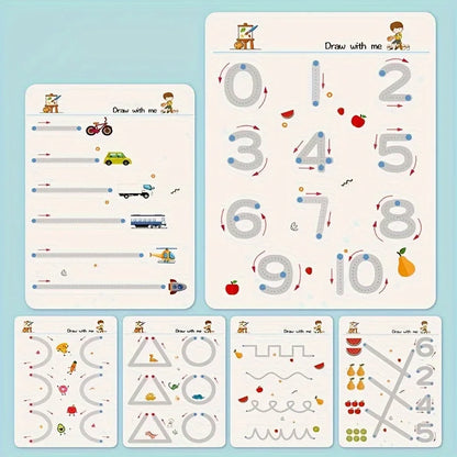 Cahier d'exercices de formation de contrôle de stylo pour tout-petits, cahier de pratique de traçage magique pour bébé, écriture réutilisable, dessin, livres d'images éducatifs