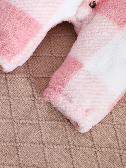 Barboteuse à carreaux pour bébés garçons et filles, combinaison à capuche et manches longues en peluche, vêtements chauds d'hiver pour tout-petits garçons de 3 à 24 mois