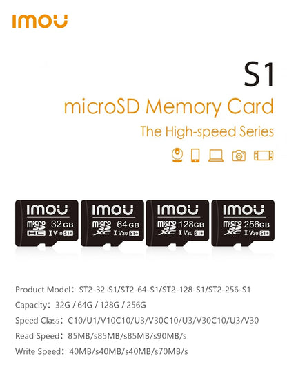 IMOU-Carte mémoire SD pour la surveillance, vitesse de lecture de 95 Mo/s, 256 Go, 128 Go, 64 Go, V30, C10, U3, carte MicroSDXC exclusive