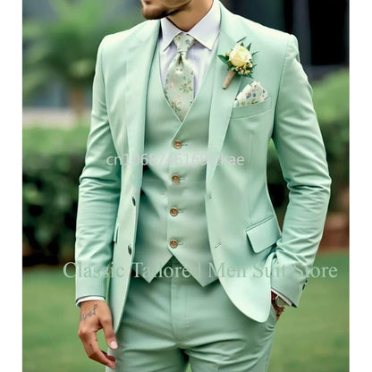 Costumes de mariage élégants pour hommes, haute qualité, simple boutonnage, revers cranté, 3 pièces, veste, pantalon, gilet, ensembles complets, 2025