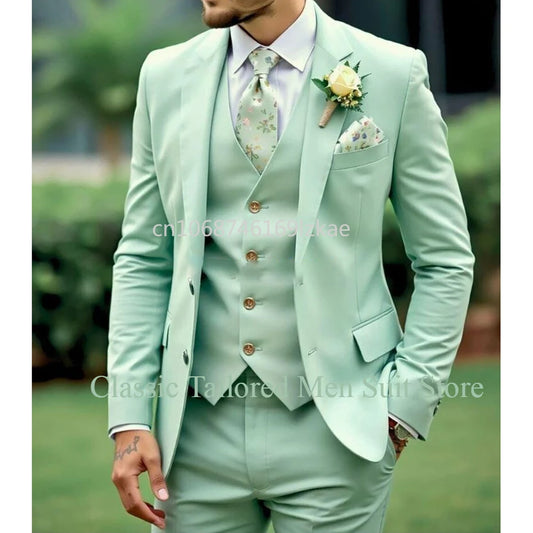 Costumes de mariage élégants pour hommes, haute qualité, simple boutonnage, revers cranté, 3 pièces, veste, pantalon, gilet, ensembles complets, 2025