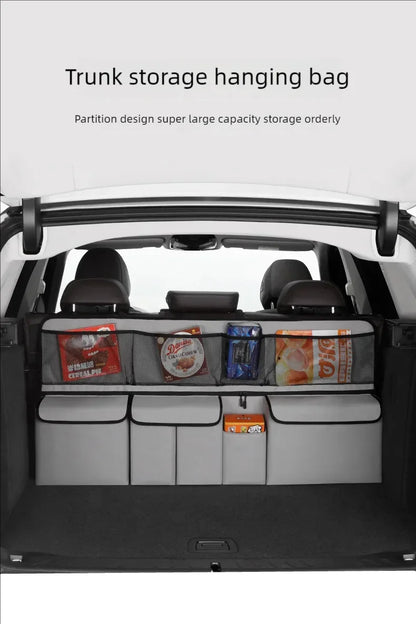 Sac de rangement pour coffre de voiture, sac suspendu pour dossier de siège de voiture SUV, sac de rangement multifonctionnel en maille, articles de rangement pour intérieur de voiture