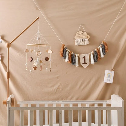 Berceau de bébé lit Mobile cloche hochet jouets en bois Crochet étoiles pendentif lit cloche jouets nouveau-né confort berceau support suspendus jouets cadeaux