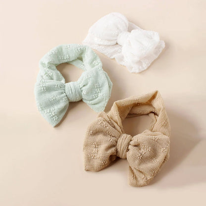 Bandeau en maille respirante et douce pour bébé, 3 pièces, avec nœud Double couche, haute élasticité, couvre-chef adapté aux nourrissons et aux jeunes enfants