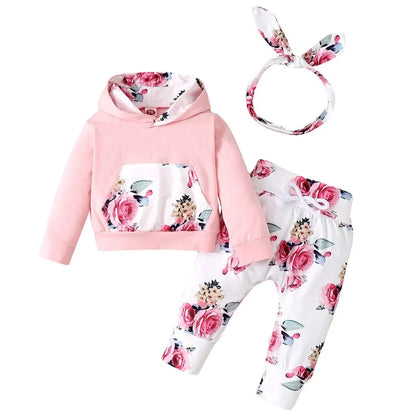 Ensemble de Vêtements à Capuche pour Bébé Fille de 0 à 18 Mois, Haut à Manches sulf, Pantalon, Bandeau de Sauna à Nministériels d Papillon, à la Mode, Automne, 3 Pièces