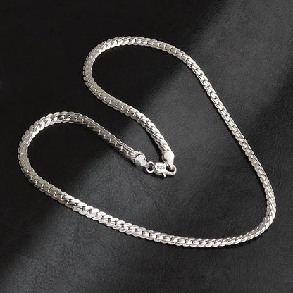 Collier en argent Sterling 925 pour hommes et femmes, chaîne latérale de 5mm, 16/18/20/22/24 pouces, bijoux de fiançailles et de mariage à la mode