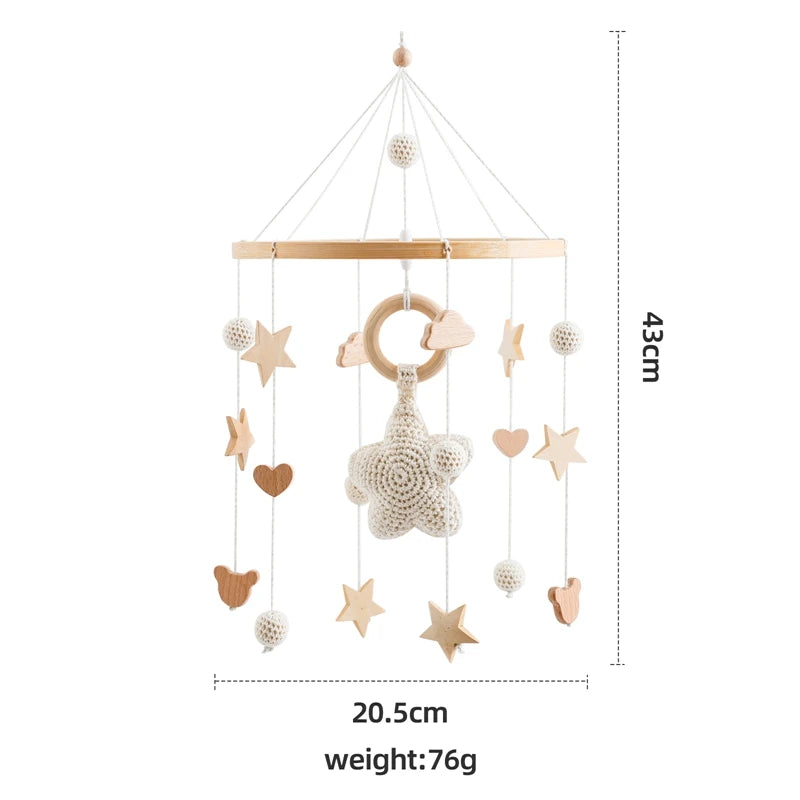 Berceau de bébé lit Mobile cloche hochet jouets en bois Crochet étoiles pendentif lit cloche jouets nouveau-né confort berceau support suspendus jouets cadeaux