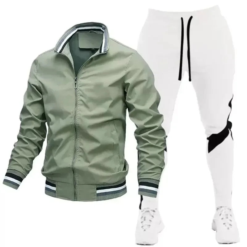 Survêtement pour hommes, jogging décontracté, vêtements de sport, vestes et pantalons, ensembles de 2 pièces, col montant, combinaison de sport, Jogging, Fitness