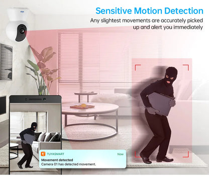 KERUI 5MP 4K Tuya Smart Mini WiFi IP caméra intérieure sans fil sécurité à domicile AI humain détecter CCTV caméra de Surveillance suivi automatique