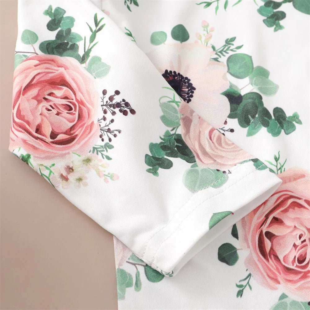 Ensemble de vêtements 3 pièces pour nouveau-né fille, haut floral à manches longues, jupe à bretelles, vêtements de sauna, mode printemps et automne, 0 à 12 mois, 03 tenue