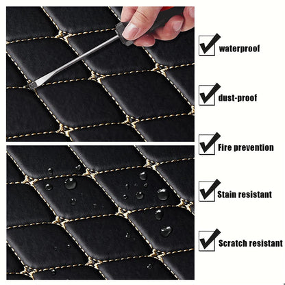 Tapis de sol de voiture en cuir PU, 5 pièces, imperméable, protection des pieds, à la mode, universel, pour toutes les saisons
