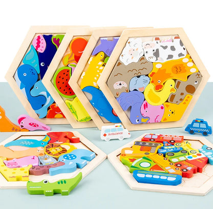 Jouet pour bébé Puzzle en bois Puzzle 3D créatif pour le développement de l'intelligence des enfants Ealy jouet éducatif pour les enfants