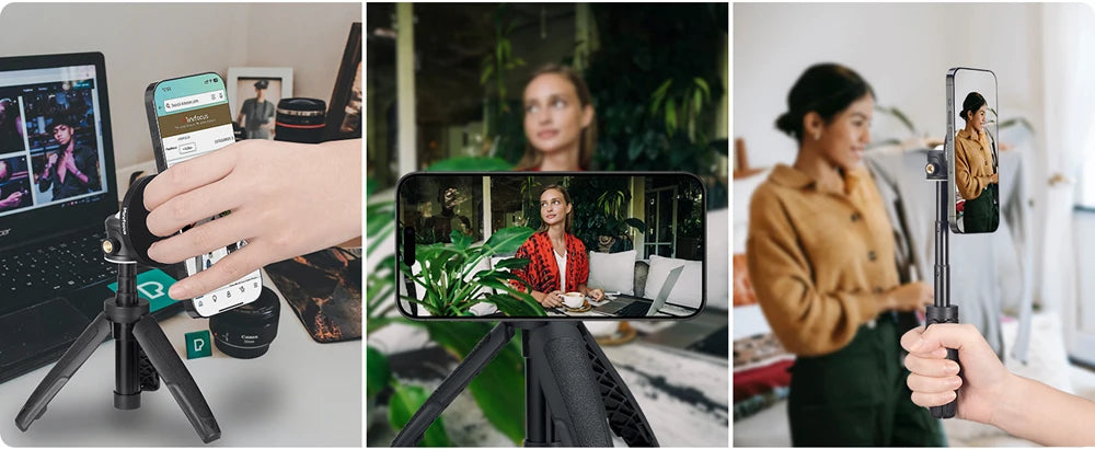 Trépied magnétique pour smartphone MagSafe, mini perche à selfie extensible à 360 °, support de trépied à tête sphérique, poignée pour iPhone 14, 13, 12