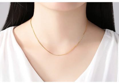 Chaîne de collier couleur or 14k pour femmes, boîte, os de serpent/étoilé/chaîne croisée, collier de 18 pouces, bijoux fins, cadeaux