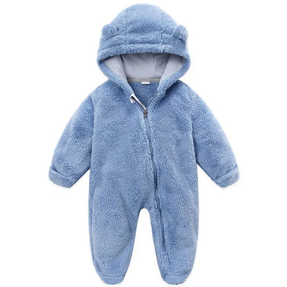 Barboteuse à capuche à manches longues pour nouveau-né garçon et fille, combinaison à fermeture éclair pour enfants, vêtements pour bébés, automne, hiver