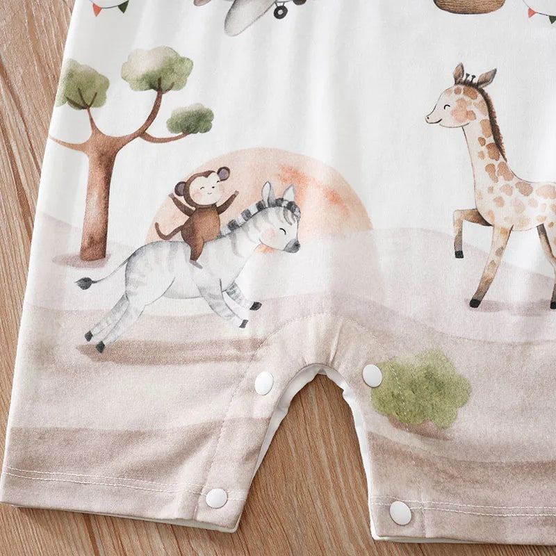 Body d'été pour garçons et filles, imprimé Animal de dessin animé mignon, confortable et décontracté, manches courtes, pour bébé