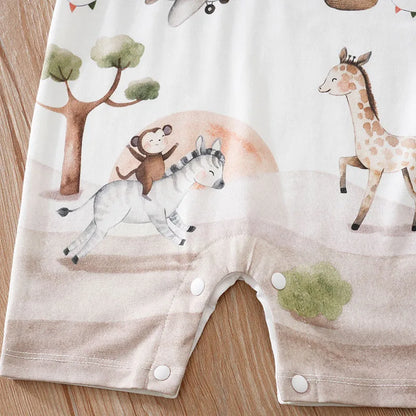 Body d'été pour garçons et filles, imprimé Animal de dessin animé mignon, confortable et décontracté, manches courtes, pour bébé