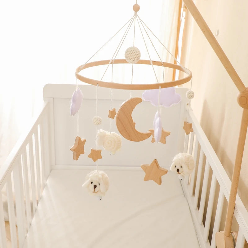 Berceau de bébé lit Mobile cloche hochet jouets en bois Crochet étoiles pendentif lit cloche jouets nouveau-né confort berceau support suspendus jouets cadeaux