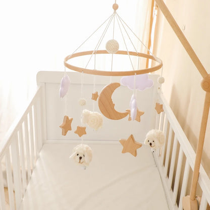 Berceau de bébé lit Mobile cloche hochet jouets en bois Crochet étoiles pendentif lit cloche jouets nouveau-né confort berceau support suspendus jouets cadeaux