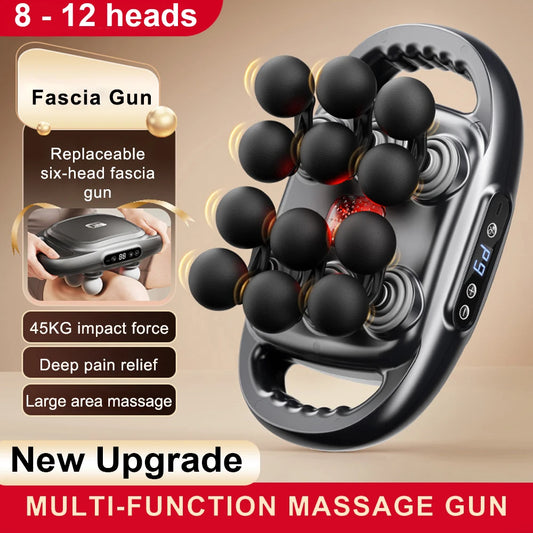 Pistolet de Massage électrique à 12/8 têtes, Relaxation musculaire, Massage du dos à haute fréquence, pistolet de Massage des tissus profonds