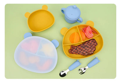 Ensemble de vaisselle de dessin animé pour bébé, ustensiles pour enfants en acier inoxydable, couverts de table pour tout-petits, dessin animé, cuillère d'alimentation pour nourrissons, fourchette