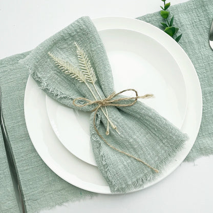 10 pièces 32x32 cm vente en gros gaze de terre cuite serviette en coton serviette de thé réutilisable fête de mariage décor de Table de noël rétro bavures serviette