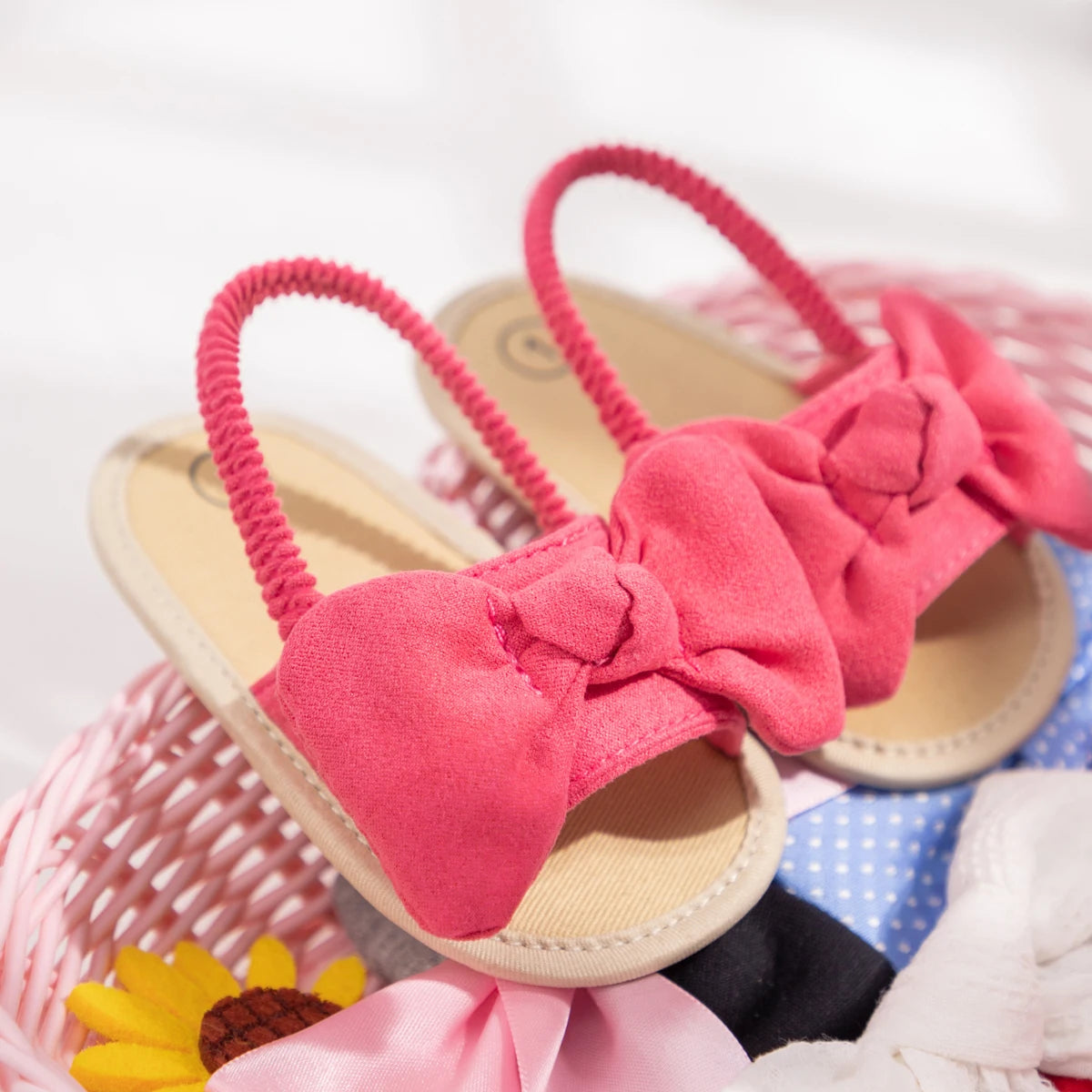 Été bébé filles sandales mode nœud semelle souple chaussures décontractées coton confortable enfant en bas âge chaussures plage bébé sandales 0-18 mois