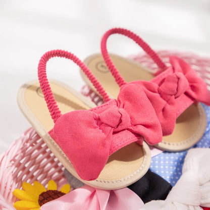 Été bébé filles sandales mode nœud semelle souple chaussures décontractées coton confortable enfant en bas âge chaussures plage bébé sandales 0-18 mois