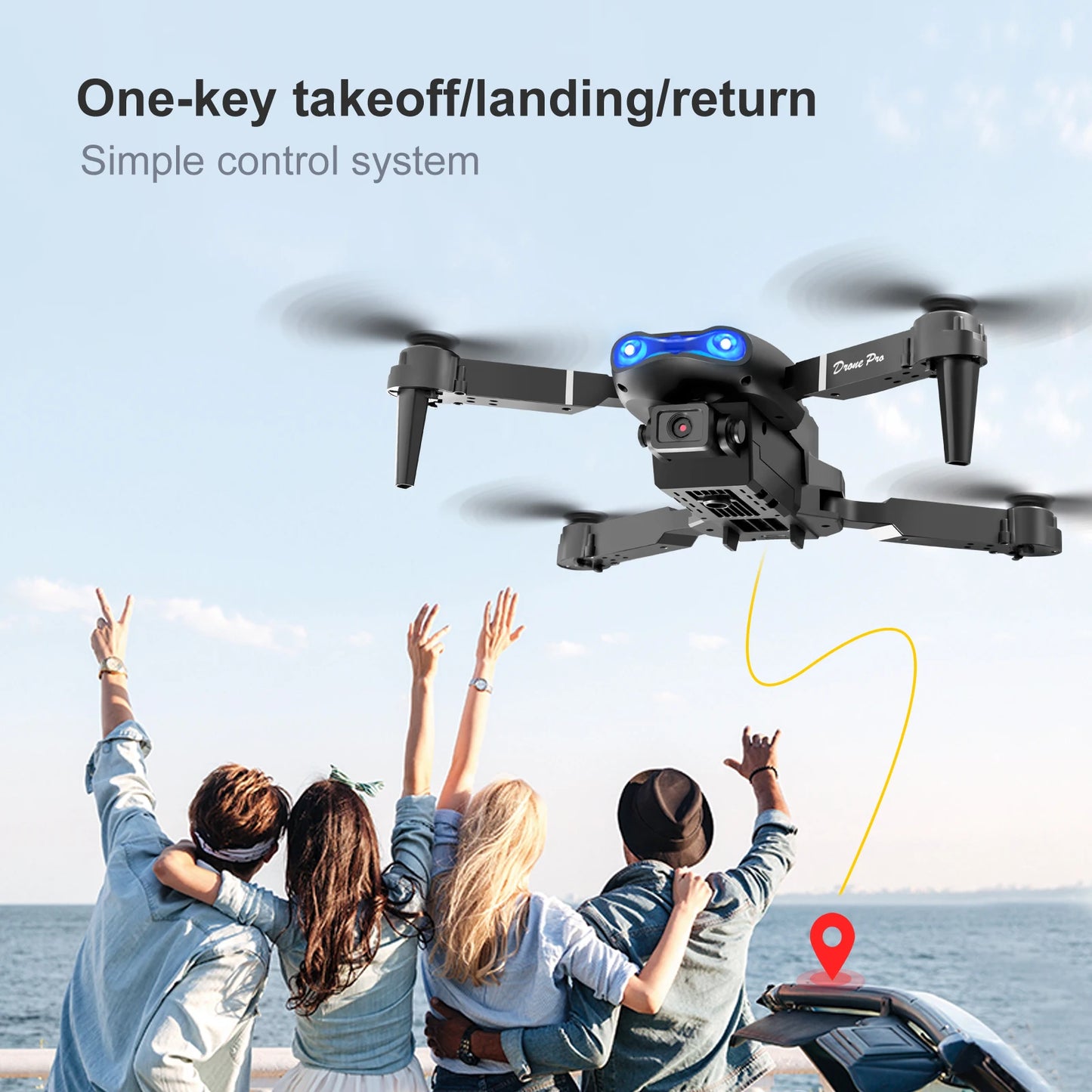 Drone professionnel E99 Pro avec caméra 4K, photographie aérienne, caméra HD pour touristes, évitement d'obstacles à trois côtés, quadrirotor
