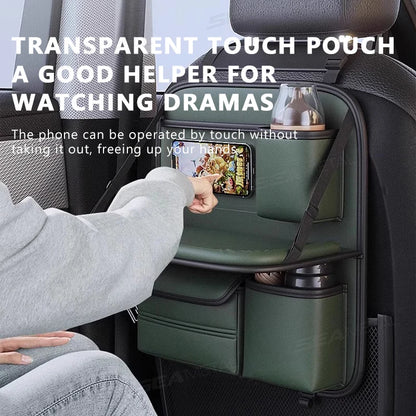 SEAMETAL 8 en 1 sac de rangement pour dossier de siège de voiture avec plateau pliable résistant à l'usure étanche organisateur de siège arrière de voiture porte-mouchoirs/gobelet
