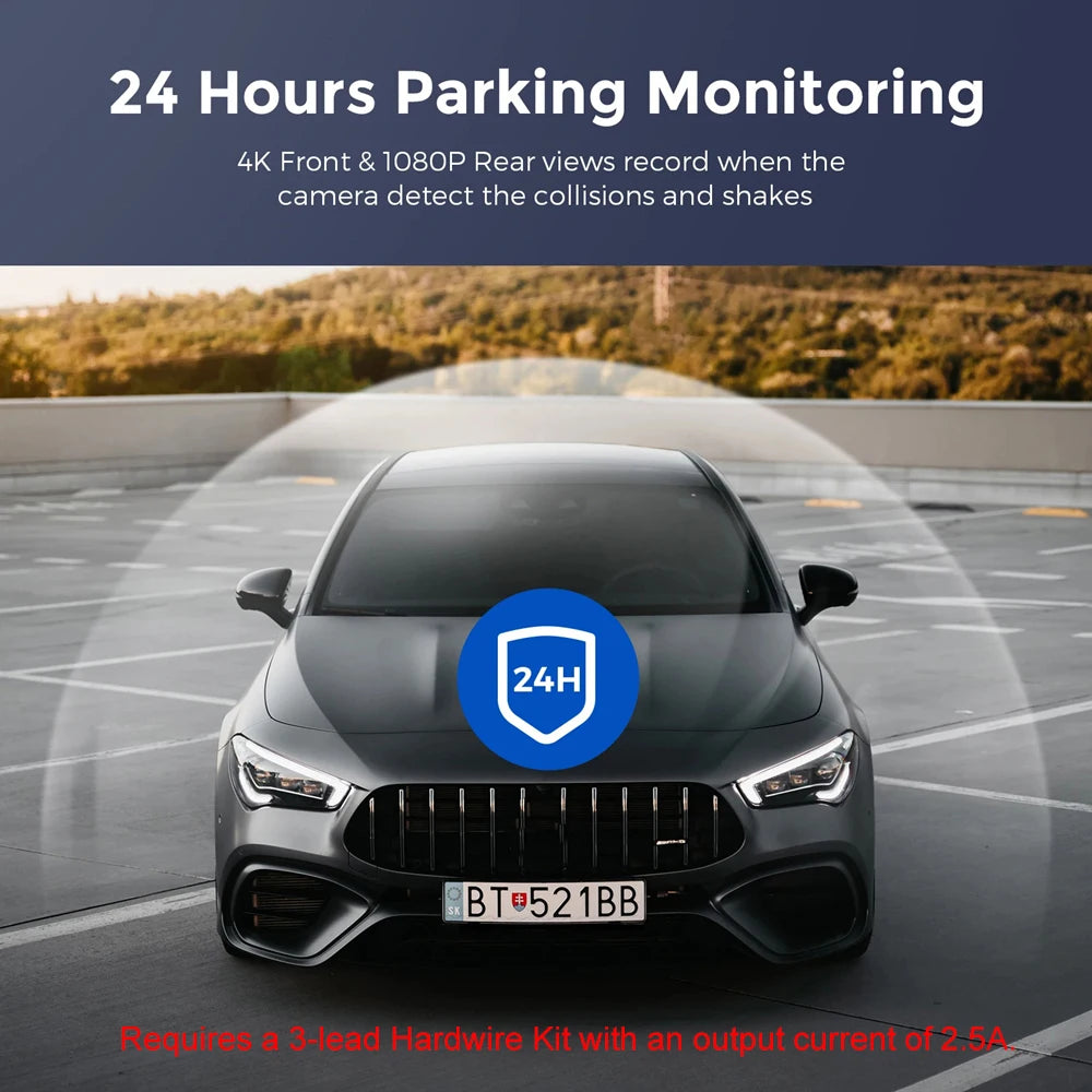 UHD 4K WiFi Dash Cam double objectif enregistreur de conduite voiture DVR en option 1080P caméra à objectif arrière GPS 24H surveillance du stationnement boîte noire