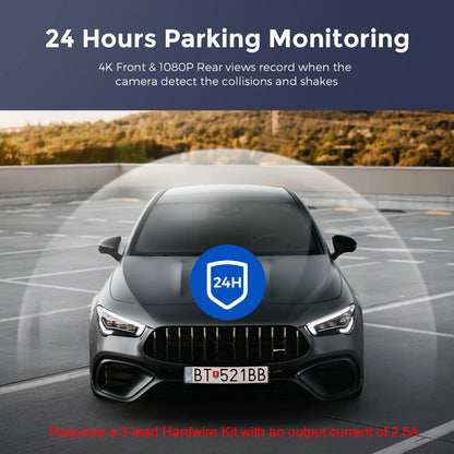 UHD 4K WiFi Dash Cam double objectif enregistreur de conduite voiture DVR en option 1080P caméra à objectif arrière GPS 24H surveillance du stationnement boîte noire