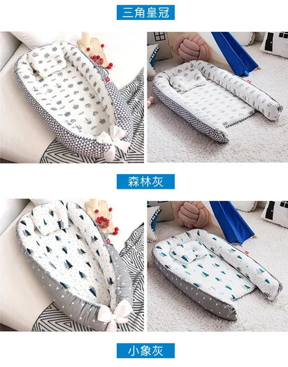 Lit de voyage pour bébé en bas âge, berceau en coton pour nouveau-né, berceau pare-chocs, nouveau lit nid de bébé 85x50cm avec oreiller, berceau Portable