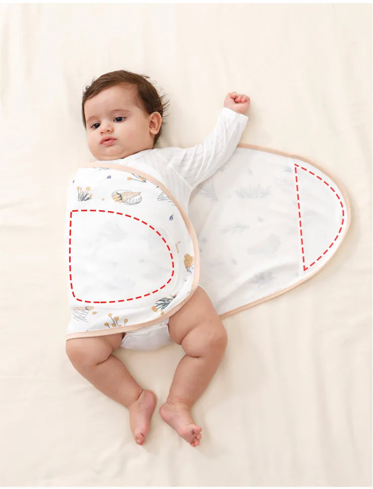 Couverture d'emmaillotage pour bébé de 0 à 6 mois, sangle pour protéger le ventre, couverture de couchage pour nouveau-né, style fin pour l'été