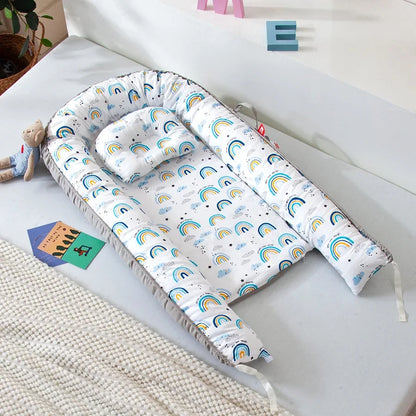 Lit de voyage pour bébé en bas âge, berceau en coton pour nouveau-né, berceau pare-chocs, nouveau lit nid de bébé 85x50cm avec oreiller, berceau Portable