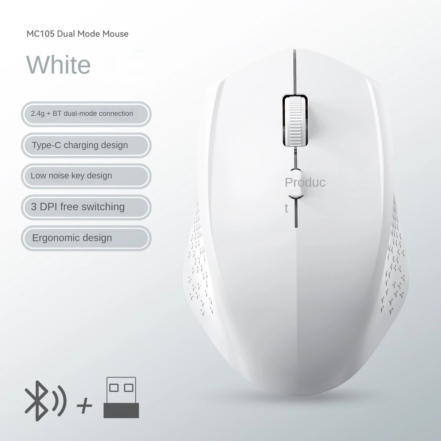 Souris sans fil Bluetooth 5.2, 2.4 ghz, double Mode, silencieuse, Rechargeable, pour jeu, 1600DPI, pour ordinateur portable, Win Mac OS