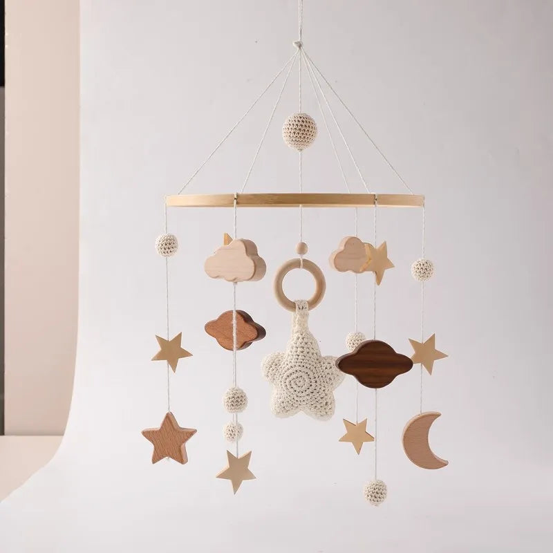 Berceau de bébé lit Mobile cloche hochet jouets en bois Crochet étoiles pendentif lit cloche jouets nouveau-né confort berceau support suspendus jouets cadeaux