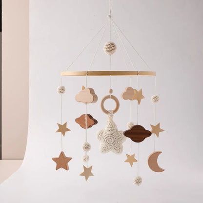 Berceau de bébé lit Mobile cloche hochet jouets en bois Crochet étoiles pendentif lit cloche jouets nouveau-né confort berceau support suspendus jouets cadeaux