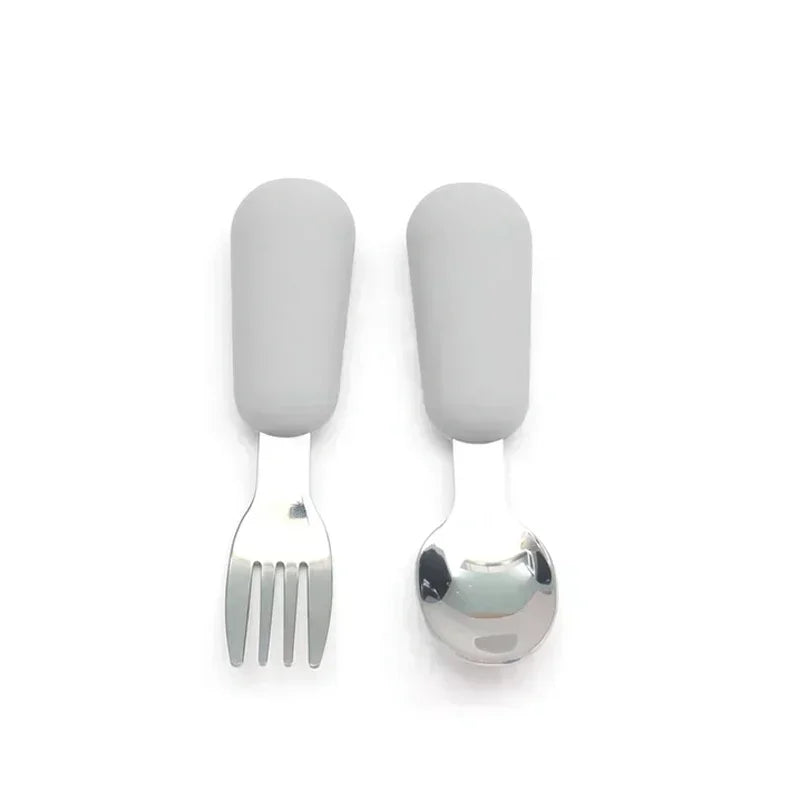 Ensemble de vaisselle de dessin animé pour bébé, ustensiles pour enfants en acier inoxydable, couverts de table pour tout-petits, dessin animé, cuillère d'alimentation pour nourrissons, fourchette