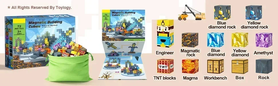 Décennie s de Construction Magnétiques pour Garçon et Fille, Ensemble de Cube Magnétique, Modèle de Bricolage, Jouet Sensoriel STEM, pour Enfant de 3 Ans et +