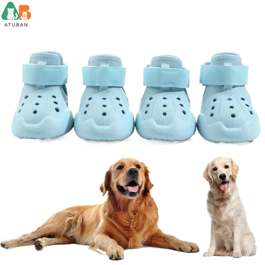 ATUBAN Chaussures pour chiens, sandales pour chaussons chauds, bottes d'extérieur pour chiens, chaussons antidérapants et imperméables pour l'hiver, jour enneigé et été