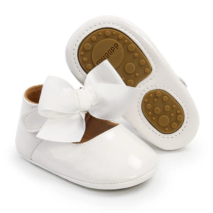 Meckior bébé chaussures nœud papillon semelle en caoutchouc anti-dérapant PU Ballet pantoufles bébé fille robe chaussures premier marcheur enfant en bas âge berceau chaussures