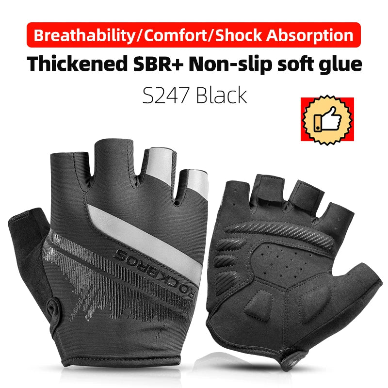 ROCKBROS gants de cyclisme demi-doigt antichoc résistant à l'usure respirant vtt route vélo gants hommes femmes sport vélo équipement