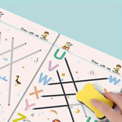 Cahier d'exercices de formation de contrôle de stylo pour tout-petits, cahier de pratique de traçage magique pour bébé, écriture réutilisable, dessin, livres d'images éducatifs