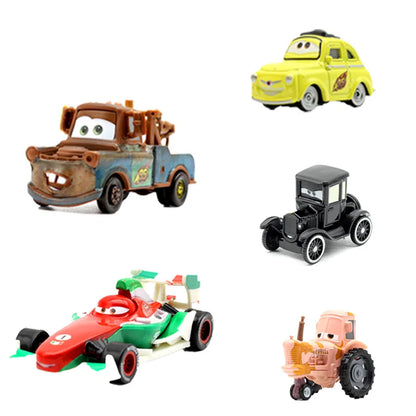 5 pièces Disney Pixar foudre McQueen voitures 1:55 véhicule moulé sous pression carrosserie en métal alliage matériel enfant modèle jouet voiture cadeau d'anniversaire