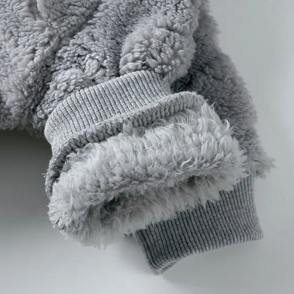 Dessin animé bébé vêtements garçon barboteuse à manches longues arctique velours à capuche bébé fille barboteuse hiver chaud nouveau-né vêtements 0-18 mois