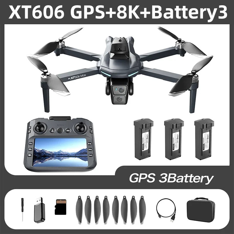 Xiaomi XT606 MAX GPS Drone 4k professionnel 8K HD caméra FPV souhait écran Drone 360 °   Jouets quadrirotor pour éviter les obstacles, drone