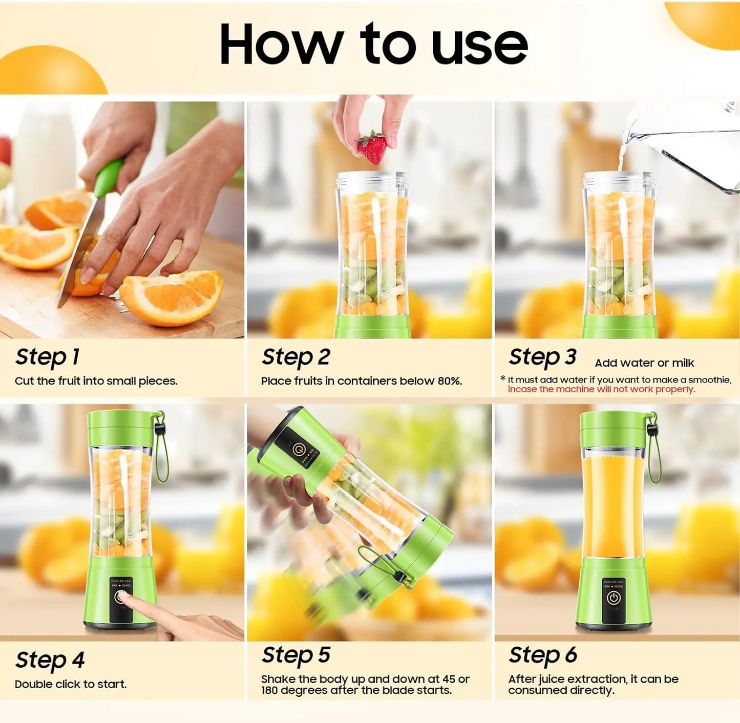 Presse-agrumes électrique Mini mélangeur Portable mélangeurs de fruits extracteurs de fruits multifonction fabricant de jus Machine mélangeur Smoothies mélangeur